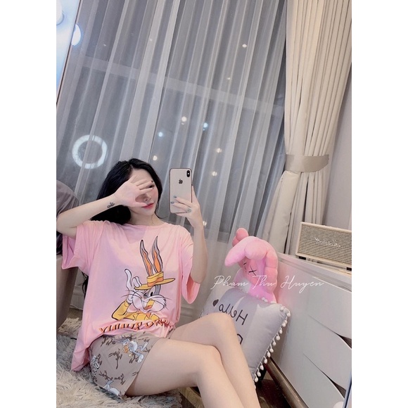 Bộ ngủ hoạt hình cartoon Cotton mát lạnhh