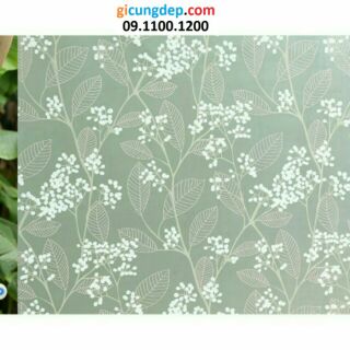 Decal dán kính/kiếng hoa trắng lá xanh