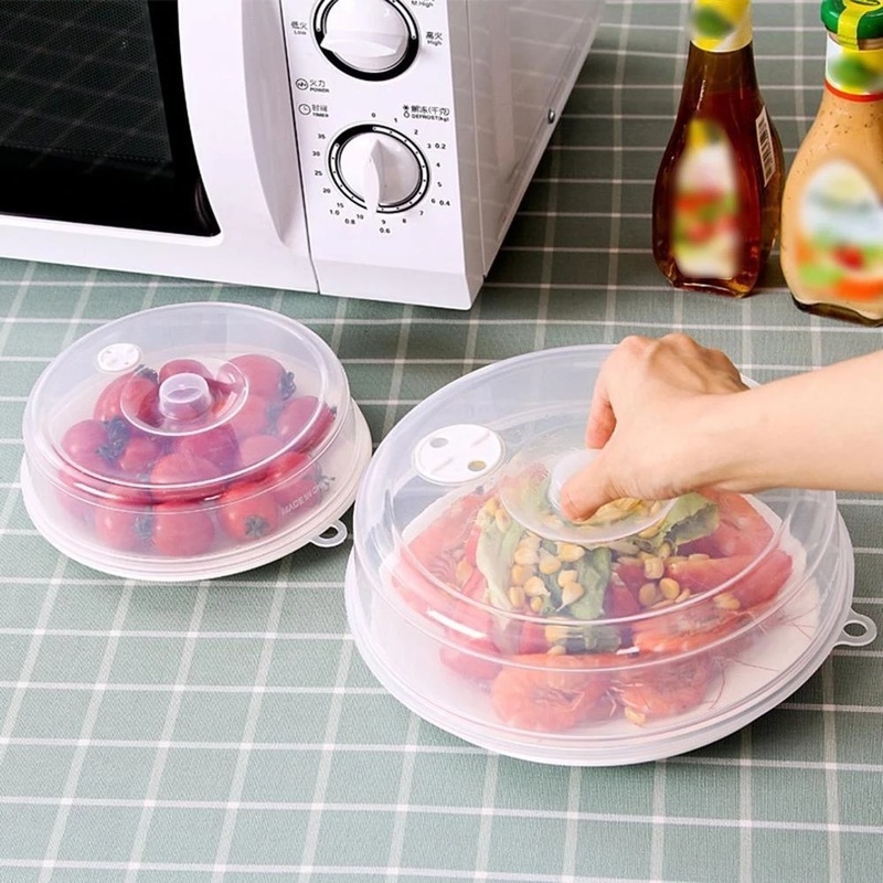 Lồng Bàn Tròn Đậy Thức Ăn Bằng Nhựa Trong Suốt Có Nắp Đậy Chống Văng Dầu Bảo Quản Thực Phẩm Trong Lò Vi Sóng