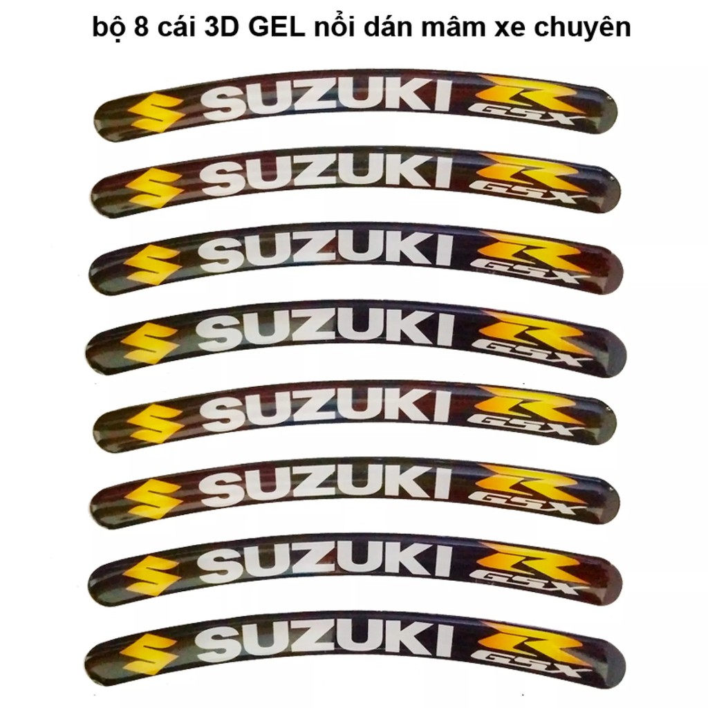 Bộ 3D GEL SUZUKI dán Bánh mâm xe máy, xe hơi