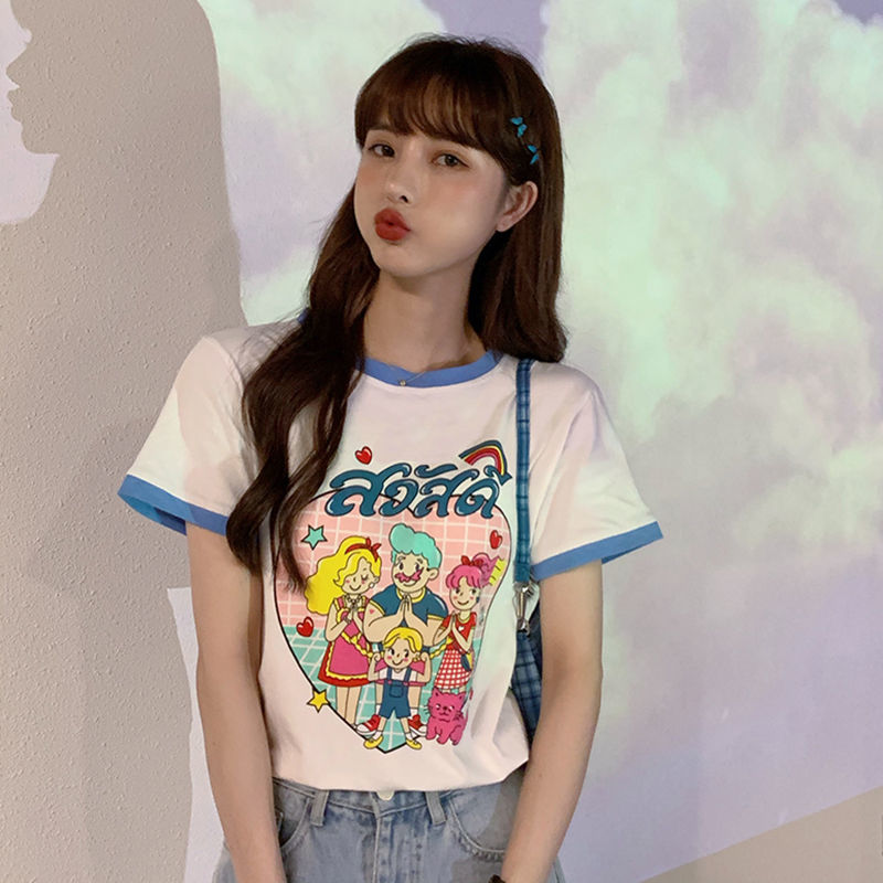 Áo Phông Nữ Summer New T-shirt Loose Lovely Student Sweet Childlike Short Sleeve T-shirt Blouse