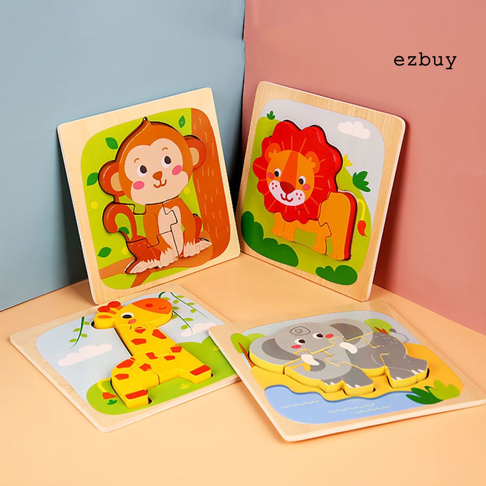 Đồ chơi xếp hình 3d bằng gỗ hình chú ếch hoạt hình dễ thương cho bé