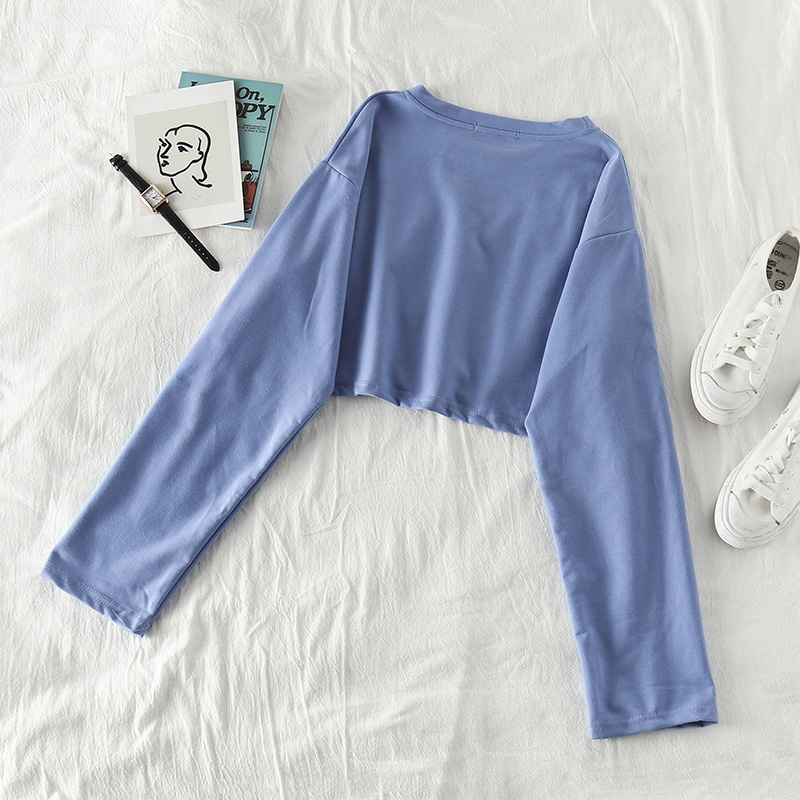 Áo thun crop top IELGY tay dài màu trơn thời trang mùa hè dành cho nữ