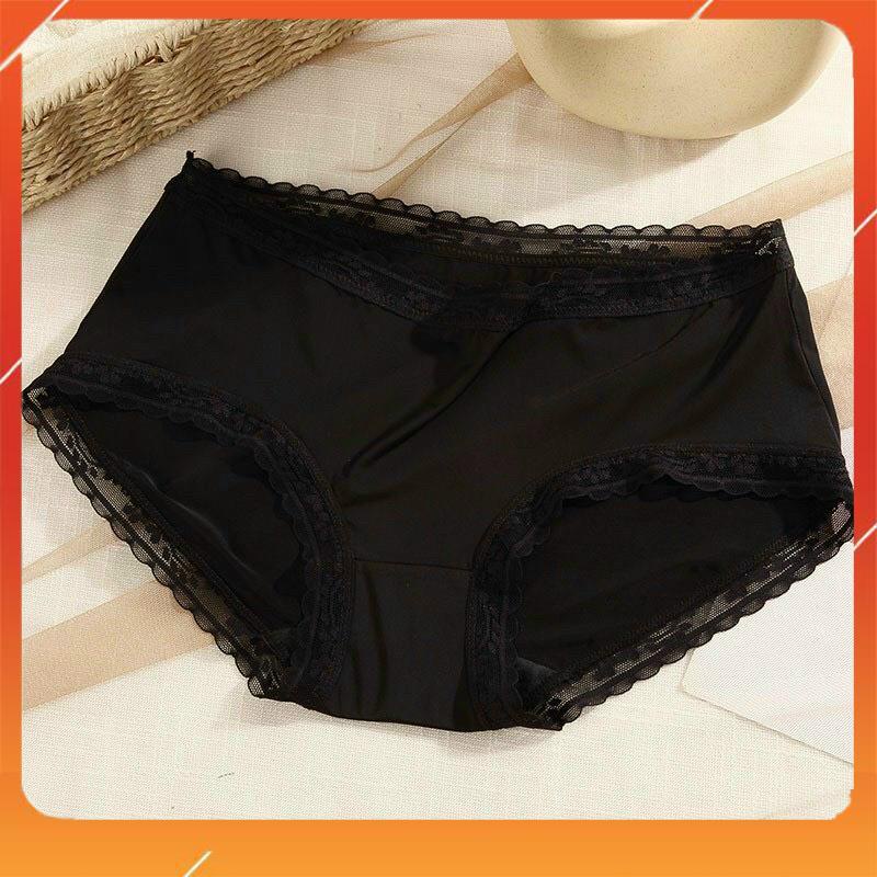 Quần lót nữ lụa tàng hình cao cấp kháng khuẩn mềm mại thoáng mát mix ren siêu xinh Q3920