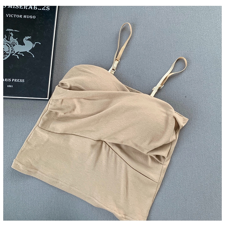 Suxi Áo Croptop Không Tay Màu Trơn Phong Cách Hàn Quốc