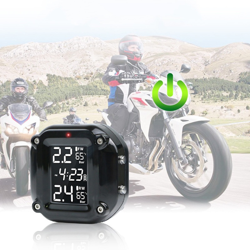 Hệ Thống Giám Sát Áp Suất Lốp Xe Máy TPMS Màn Hình LCD 2 Cảm Biến Ngoài