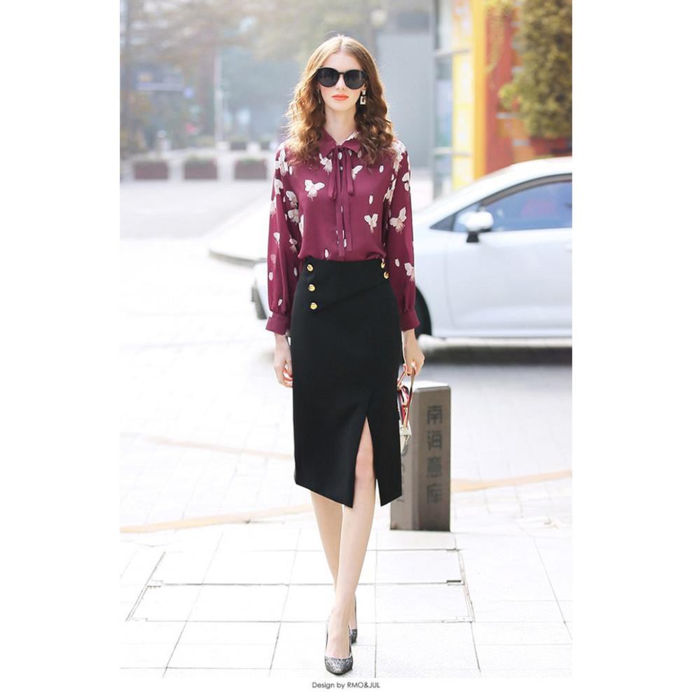 Chân Váy Nữ Thiết Kế Cao Cấp VNXK CV43 - Chân Váy Chữ A Tuyết Mưa Đáp Lệch 5 Cúc Sang Trọng TINI Shop | BigBuy360 - bigbuy360.vn