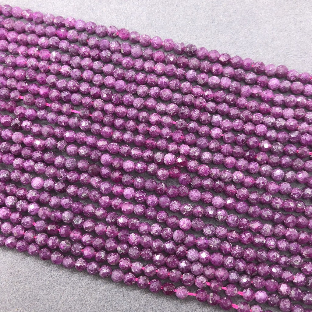 Đá ruby tự nhiên 2/3mm mặt cắt sáng bóng cỡ nhỏ làm đồ thủ công DIY