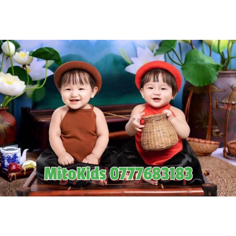 Yếm đào nâu cho bé gái, yếm đào truyền thống cho bé gái