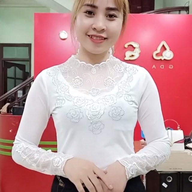Áo ren Gda đính đá mặc trong trong vest
