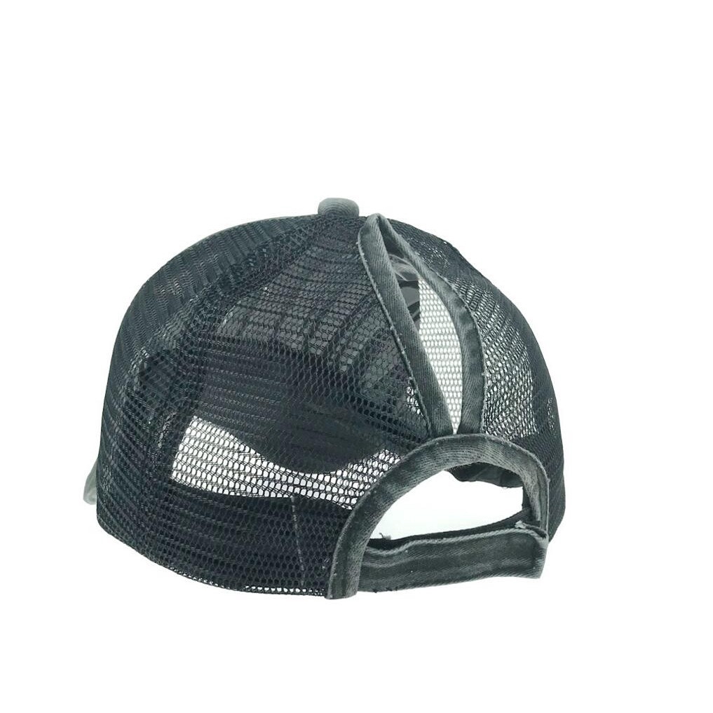 Classic Women Ponytail Baseball Caps Outdoor Distressed Retro Washed Cotton Twill Mesh Plain Cap