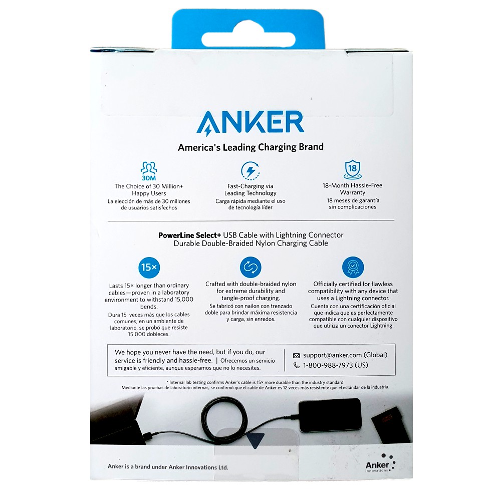 Cáp sạc ANKER PowerLine Select+ Lightning dài 1.8m - A8013