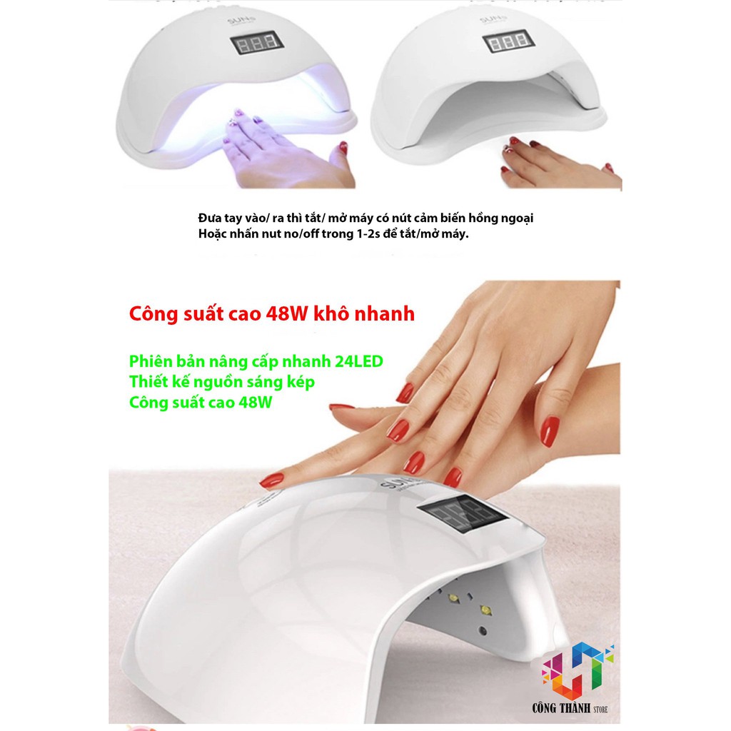 Máy làm Nail-Máy Sấy Gel Móng Tay SUN 5 Chính Hãng 48W UV-LED - 48W UV/LED