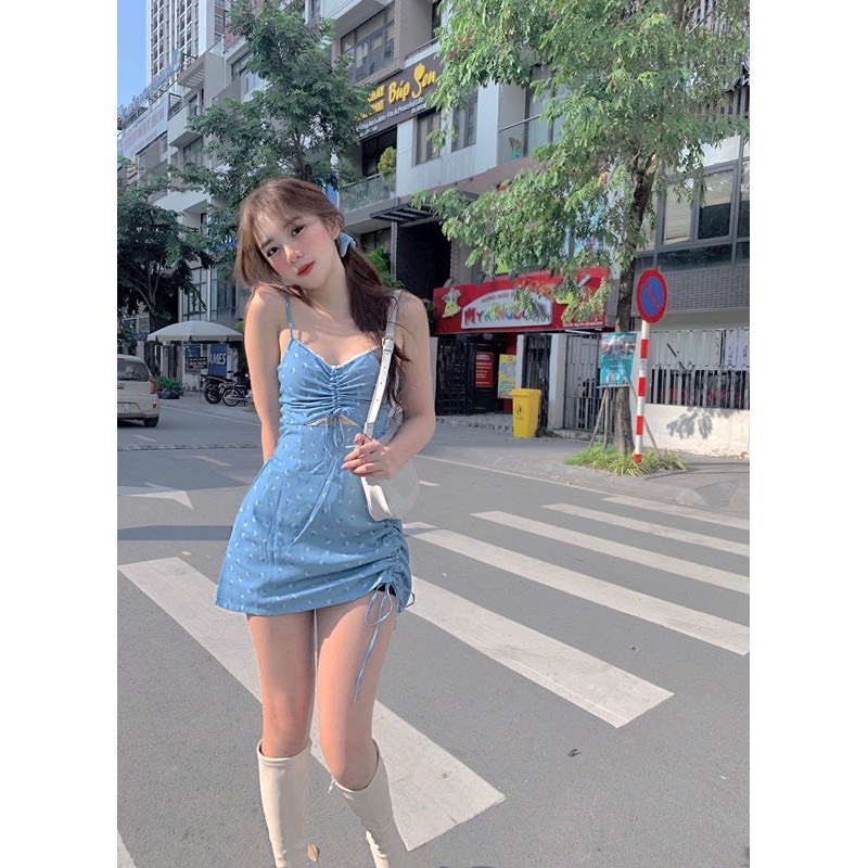 Đầm Hoa 2 Dây Dáng Suông May Raglan Vải Chifon Korean - Váy Hoa Gợi Cảm Siêu Xinh.