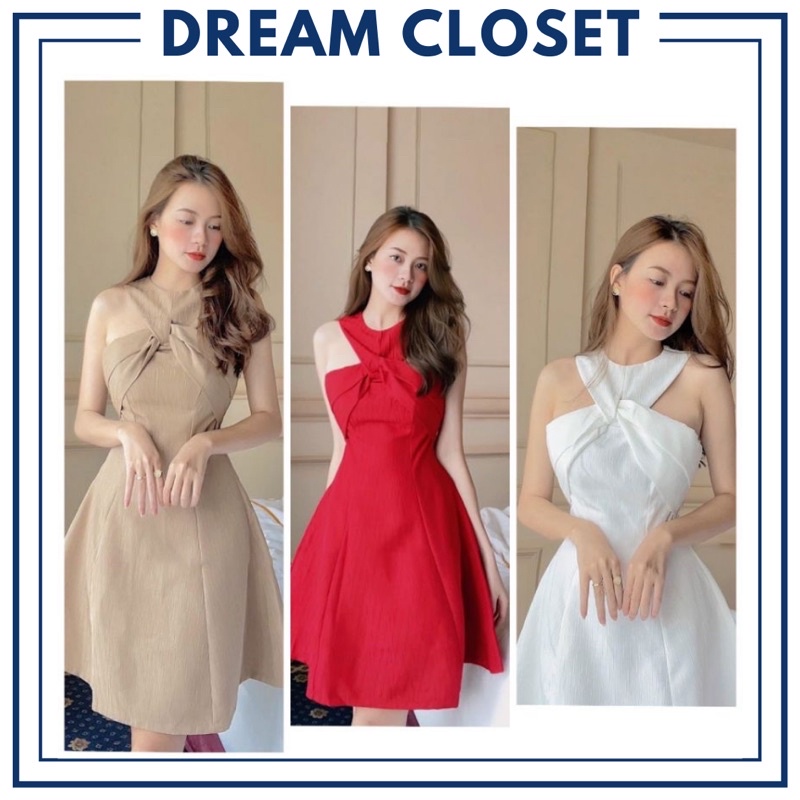 Đầm dự tiệc bố xoắn cổ Nato Dress