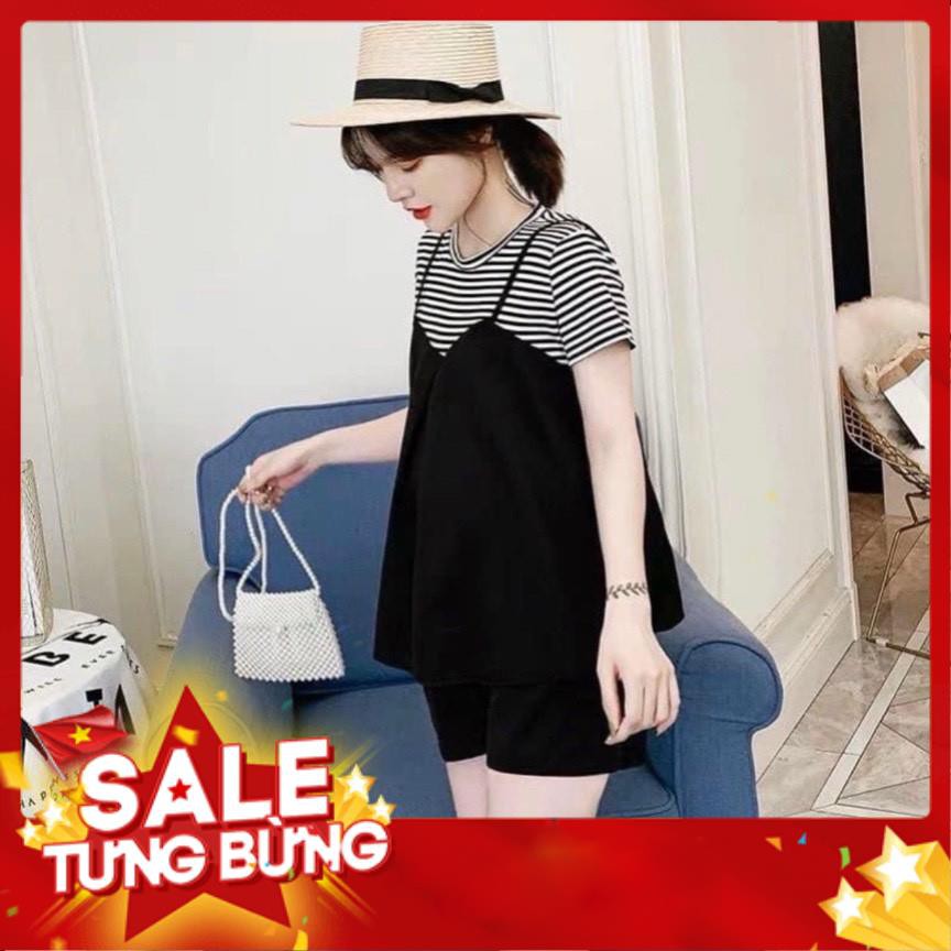 [Sale sốc]Bộ bầu thiết kế chất đũi Hàn cao cấp☘️thiết kế sang chảnh☘️mặc ở nhà ra ngoài đều đc☘️free size 43~65kg BBH 02