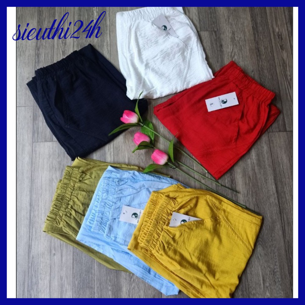 Quần thời trang nữ ống ôm phong cách Hàn Quốc, quần kiểu nữ Siêu thị 24 giờ, chất liệu đũi tơ mềm mát QH.29