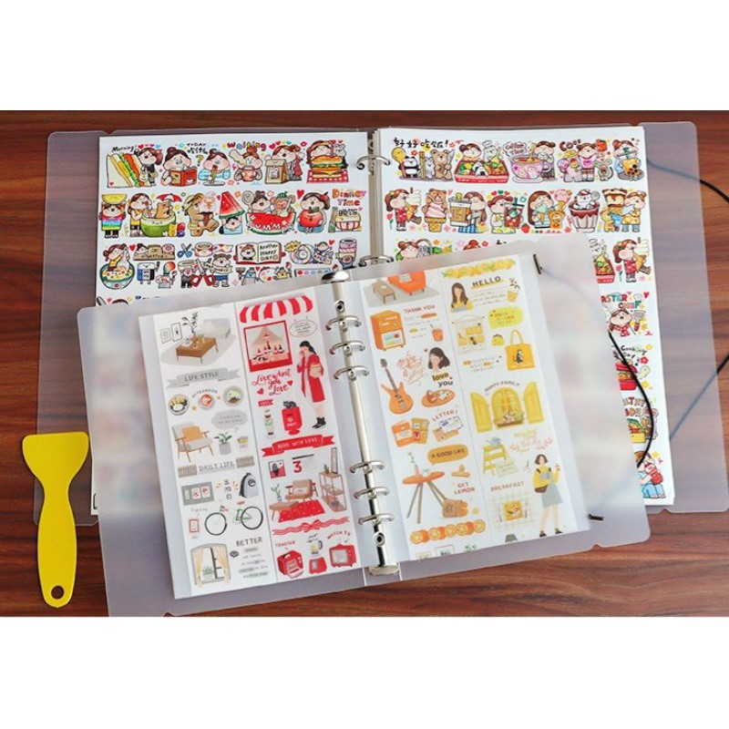 Sổ còng chiết lưu chữ washi tape,stiker