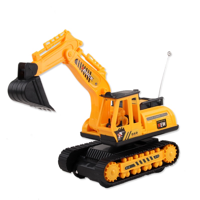 Đồ chơi mô hình xe xúc có điều khiển 2 chiều tự động thiết kế gầu nhựa, bánh xích