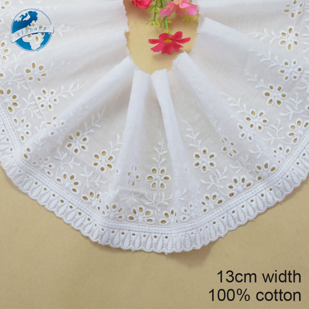 Cuộn Ren Ruy Băng mini Rộng 100% cotton Rộng 13cm Trang Trí Đầm Ren diy 3305