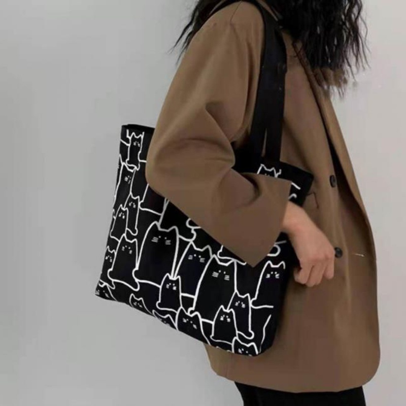 Túi Đeo Vai Bằng Vải Canvas Màu Sắc Đơn Giản Có Sức Chứa Lớn Dành Cho Nữ