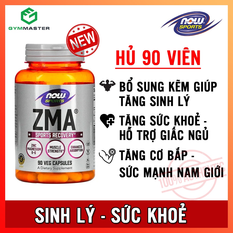 Viên Bổ Sung Kẽm, Magne Và Vitamin B Giúp Tăng Sinh Lý Sức Khoẻ Giấc Ngủ Nam Giới Now ZMA 90 viên