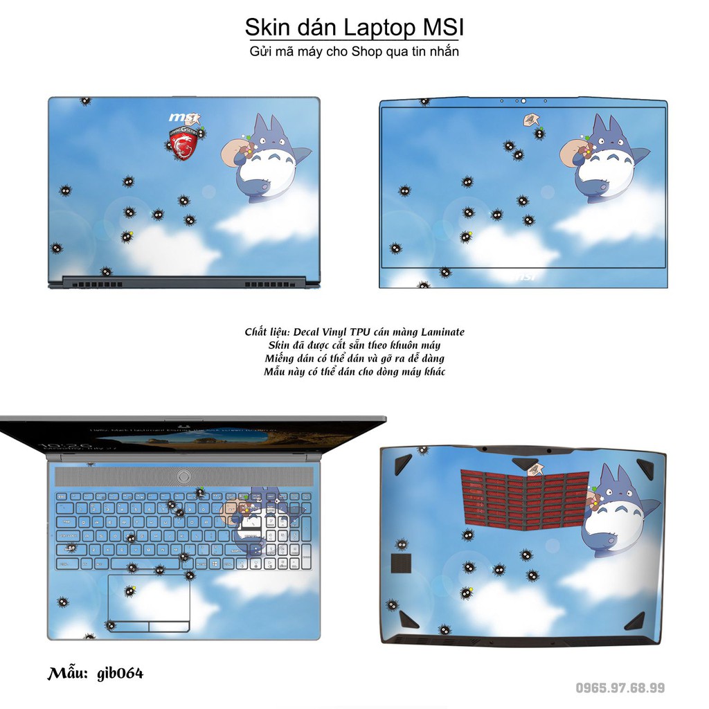 Skin dán Laptop MSI in hình Ghibli nhiều mẫu 10 (inbox mã máy cho Shop)