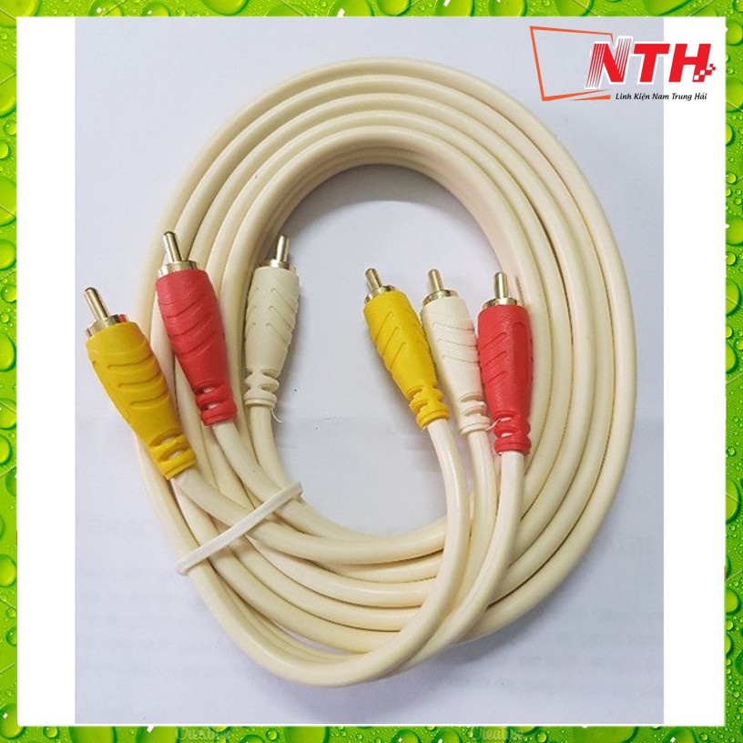 Cáp Nối Dài Dây Loa 3 Đầu AV Bông Sen Ra 3 Đầu AV Bông Sen (Dây 6 Đầu AV) Dài 1.5M 1.8M 3M 5M 10M - Dây Trắng Loại Xịn