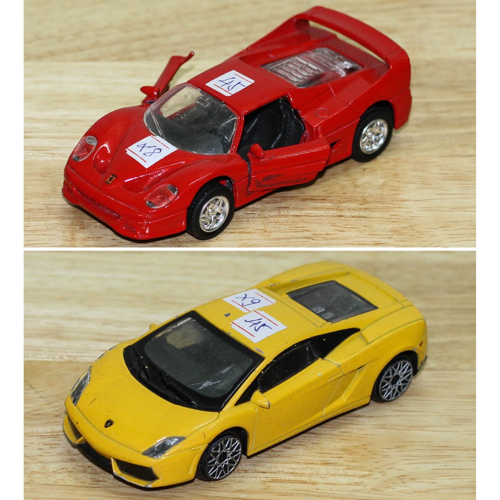 HÀNG CŨ - Cặp xe mô hình vỏ sắt tỉ lệ 1/40 & 1/39 Ferrari & Lamborghini