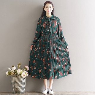 M03 - Váy hoa xếp ly dài