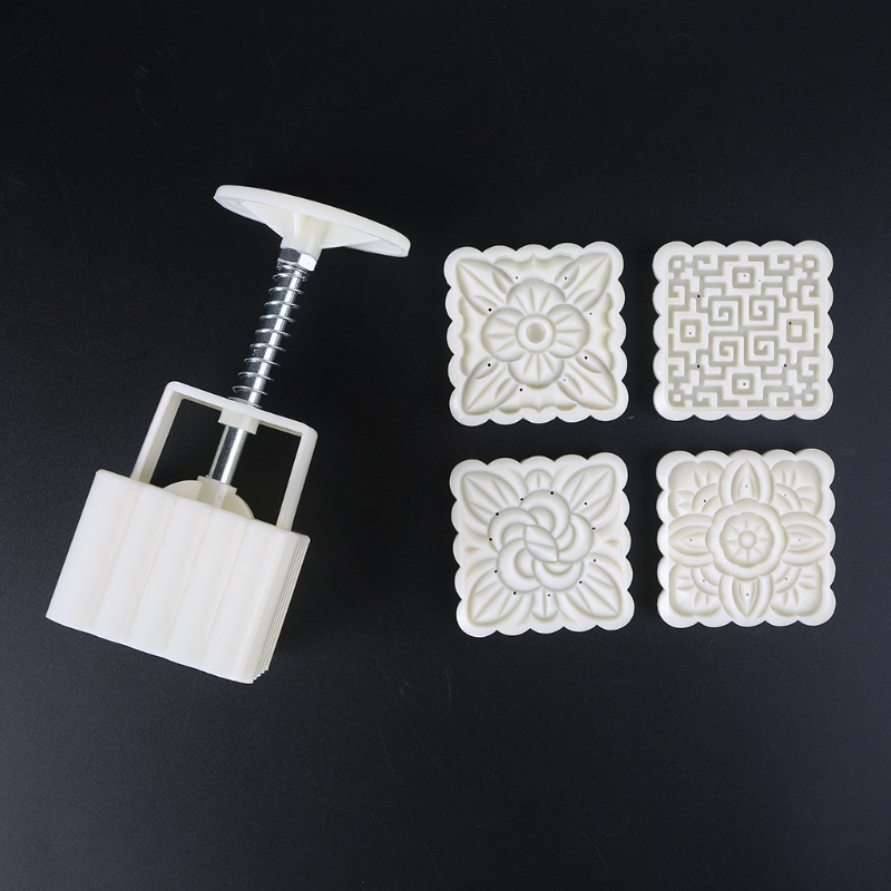 Set 4 Khuôn Nhấn Tay Hình Vuông 100g Làm Bánh Trung Thu Diy