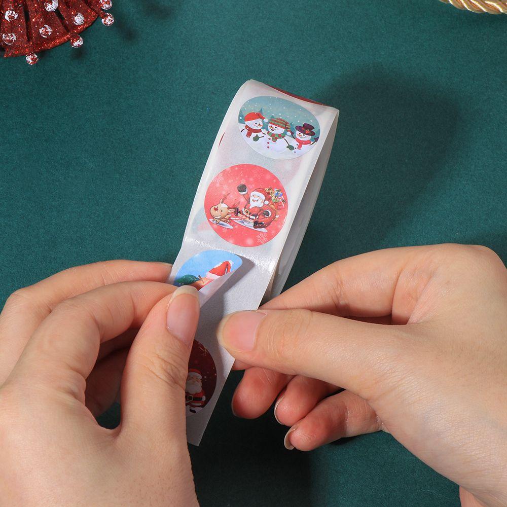 LET Cuộn 500 Hình Dán Trang Trí Túi Bánh Phong Cách Giáng Sinh