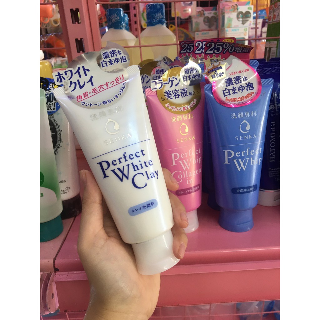 Sữa rửa mặt Shiseido Senka Perfect Whip/ Double Wash/ All Clear Double W/ White Clay
