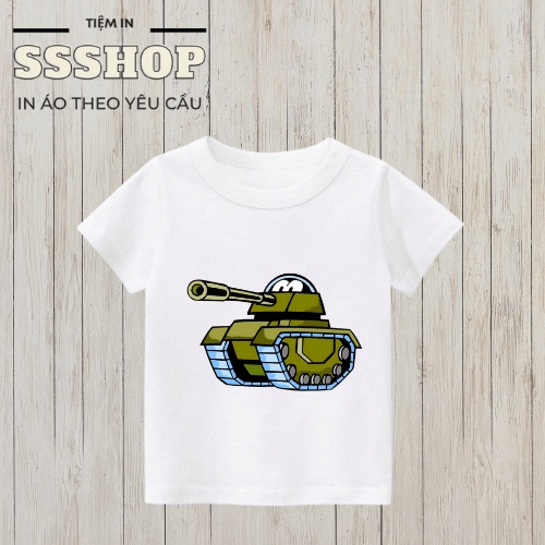 Áo thun bé trai và bé gái in hình hoạt hình Xe Tăng bé siêu cute, chất liệu cotton thoáng mát SSSHOP