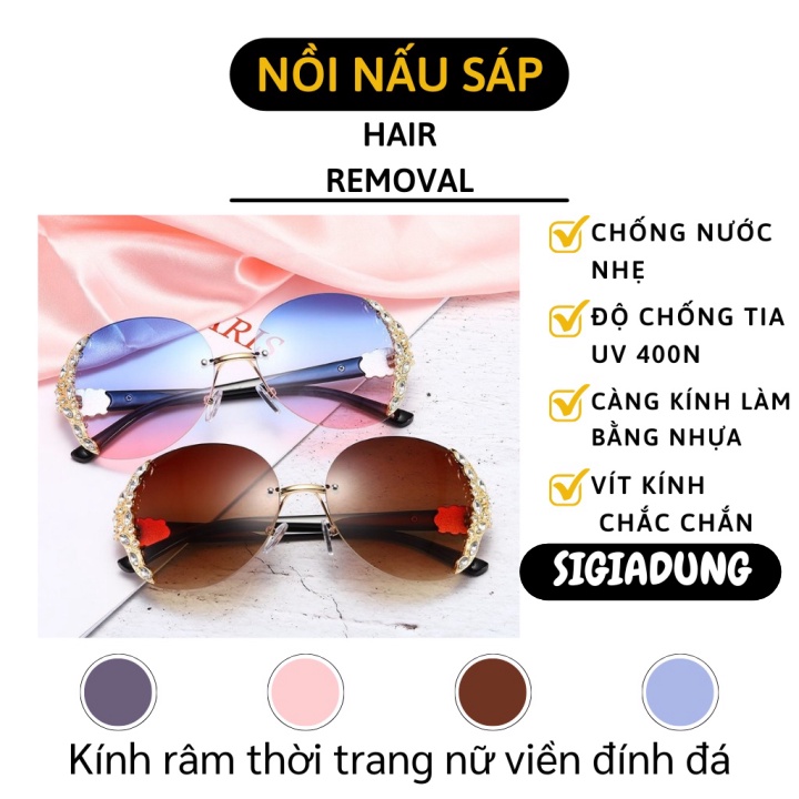 Kính Râm Thời Trang - Kính Mát Nữ Không Viền Đính Đá Có Lớp Chống Lóa, Chống Tia UV 9122