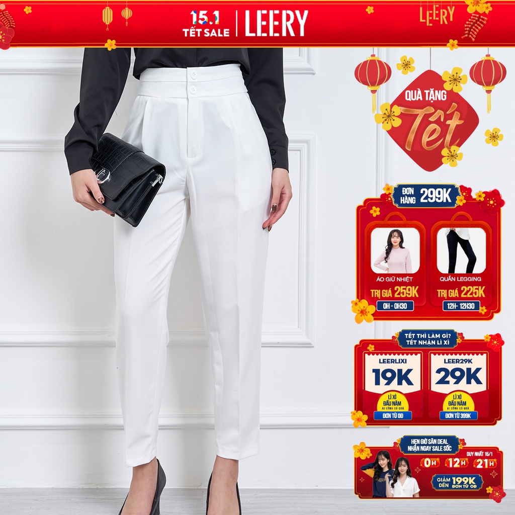 Quần công sở thời trang cao cấp dáng baggy nữ 4 màu QD18 - LEERY