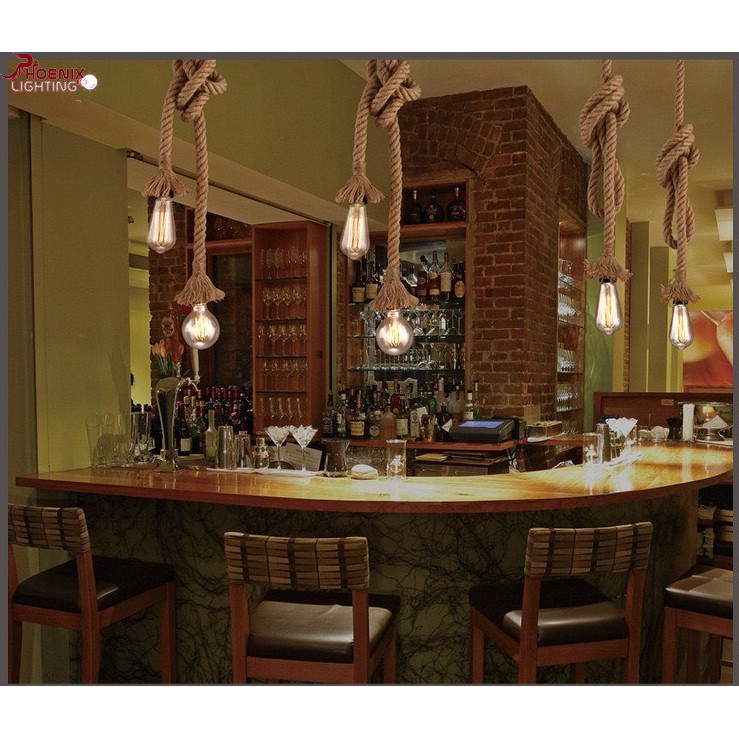 Đèn thả dây thừng độc đáo cho Shop (2 x 1m chưa bóng)