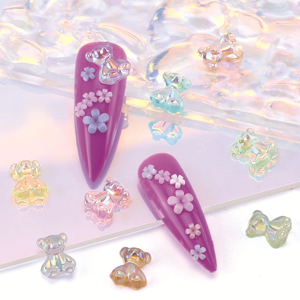 Set 50 Phụ Kiện Trang Trí Móng Tay Hình Gấu Dễ Thương