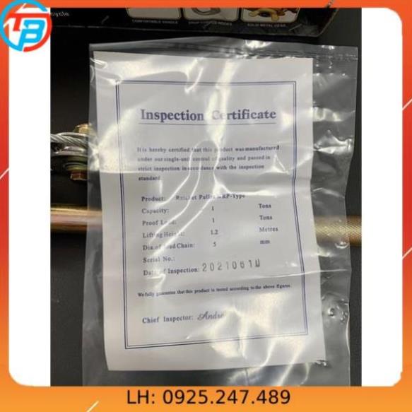 Palang Lắc Cáp 1 Tấn - 1.5 Tấn - 2 Tấn cáp thép Thái Bình Vina