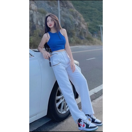 Set áo ba lỗ quần ống suông kaki alohashop91