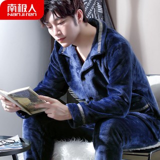 ☬❖Bộ Đồ Ngủ Tay Dài Chất Nỉ Dày Dặn Thời Trang Thu Đông Cho Nam