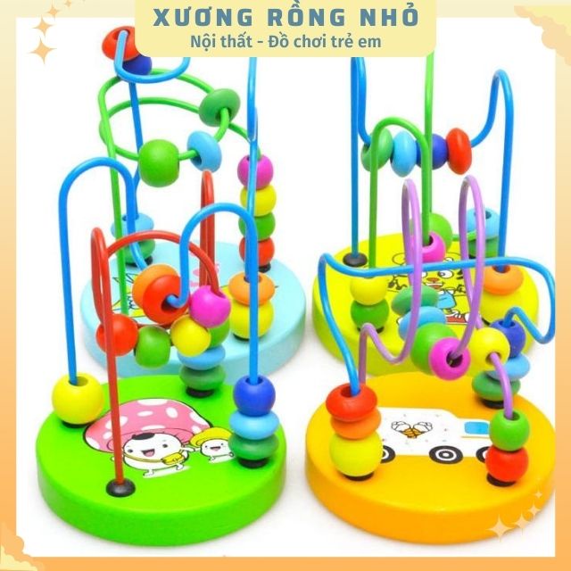 Đồ chơi luồn hạt size nhỏ cho bé, đồ chơi gỗ trẻ em, giáo cụ montessori, Xương Rồng Nhỏ