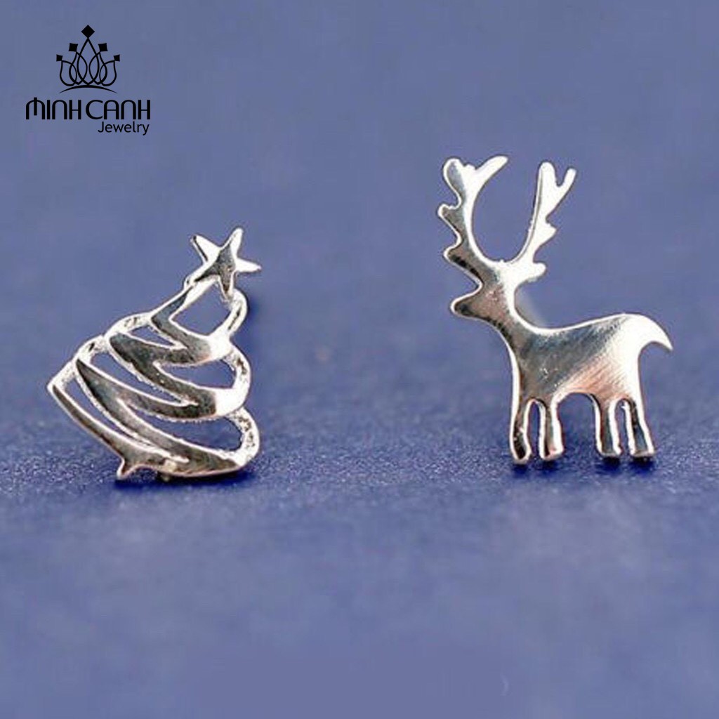 Bông Tai Bạc Giáng Sinh Tuần Lộc Và Cây Thông Noel - Minh Canh Jewelry