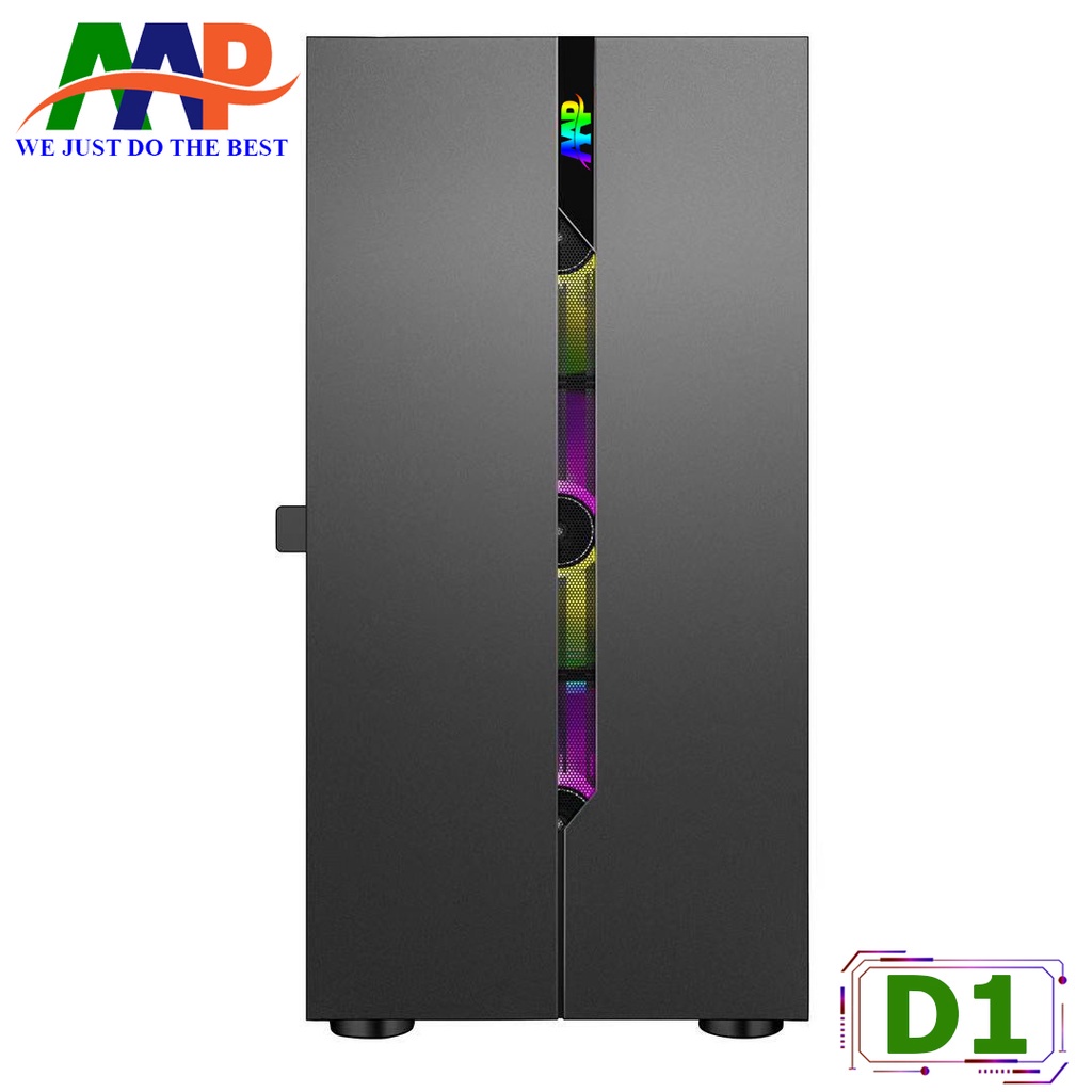 CASE AAP D1 Black/White GAMING Mặt trước dãy Led RGB (Hông Kính Cường Lực)