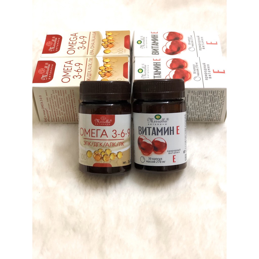 Bộ đôi omega369 hộp 100 viên + vitamin e hộp 30 viên hãng Mirrolla Nga | BigBuy360 - bigbuy360.vn