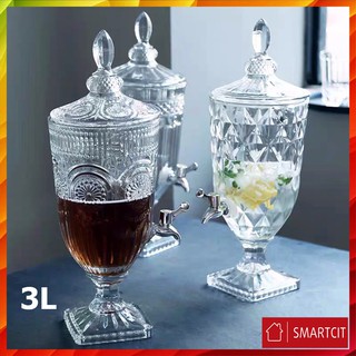 LOẠI DÀY| Bình thuỷ tinh đựng nước rượu trái cây ngâm có vòi 3L T3S2