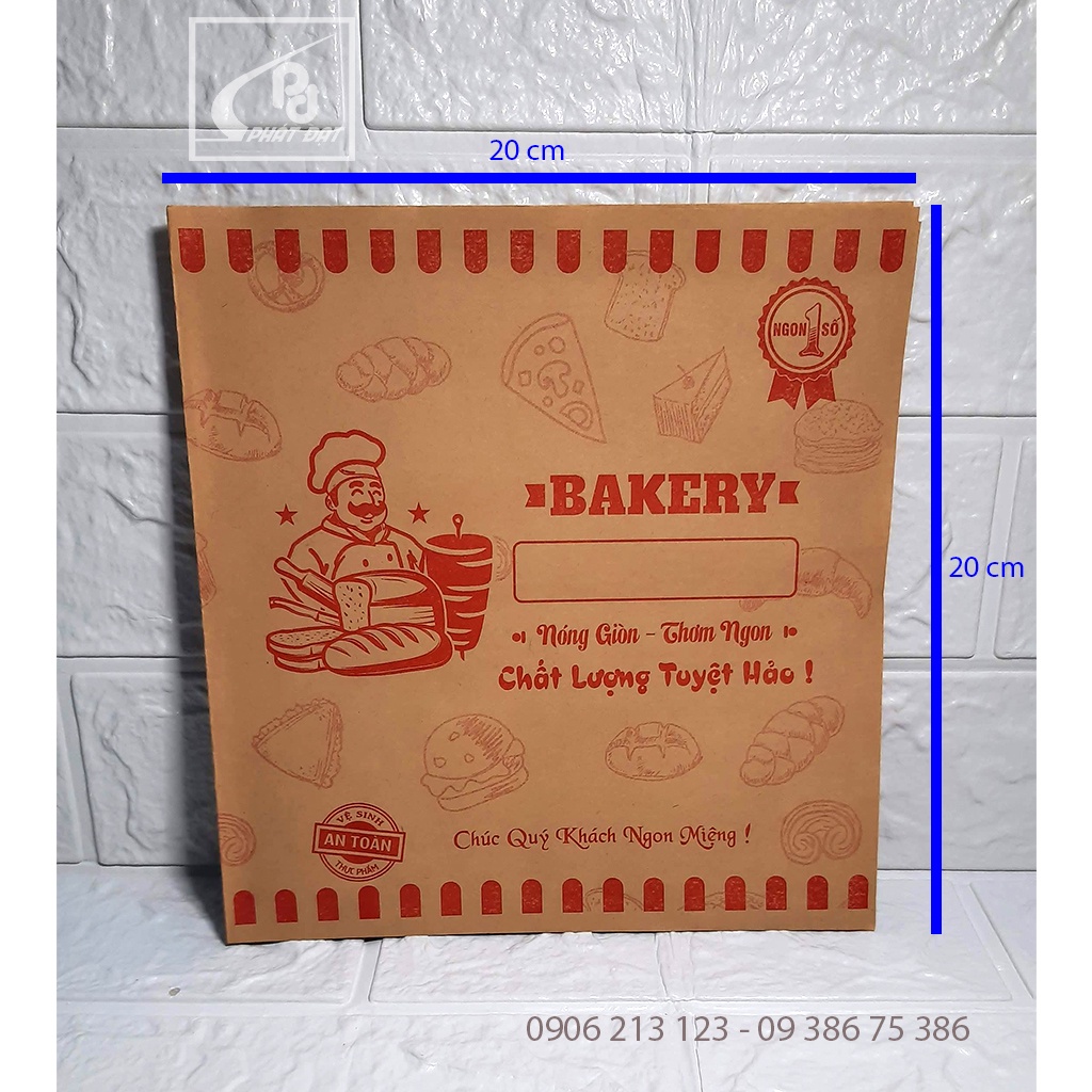 Túi giấy Kraft Bánh mì thổ nhĩ kì, Kebab, tam giác in sẵn 100 cái