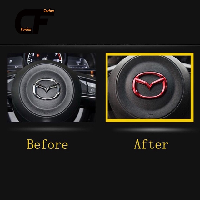 Mazda Dán trang trí tay lái ABS Trang trí logo trên vô lăng xe mazda 3, 6, cx5 ốp logo vô lăng mazda