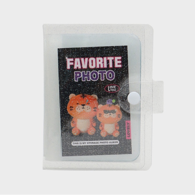 DAISO Collect Book Bộ 12/24 túi đựng thẻ/ảnh/thẻ ảnh bằng PVC trong suốt lấp lánh màu hồng/đen có móc khóa