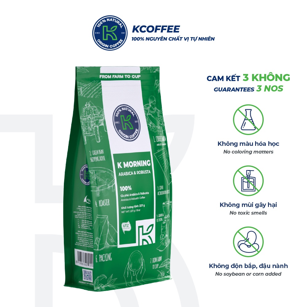 Cà phê rang xay nguyên chất K Morning 227g thương hiệu K COFFEE